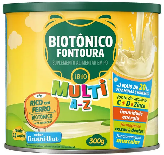 Suplemento Alimentar Pó Baunilha Biotônico Fontoura Multi A Z Lata 300g