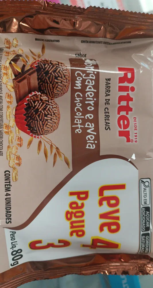 Barra de Cereais de Aveia com Chocolate