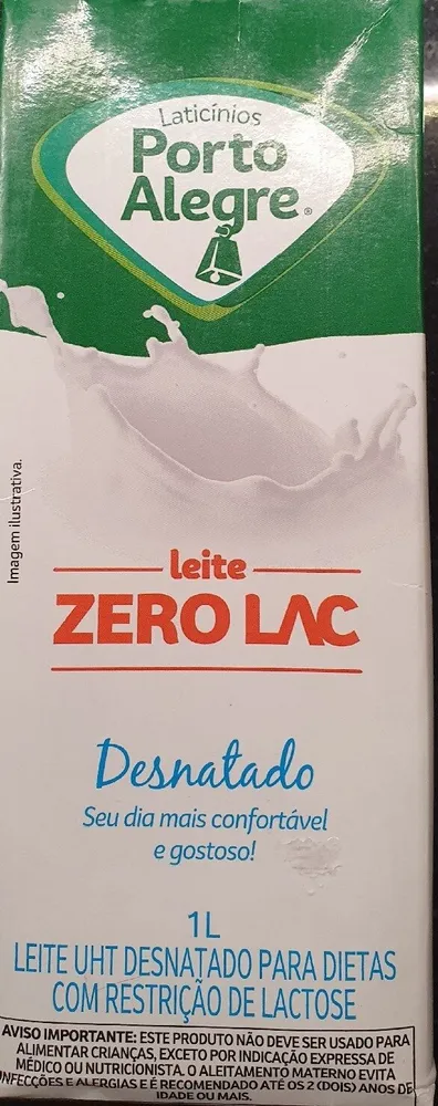 Leite zero lac desnatado