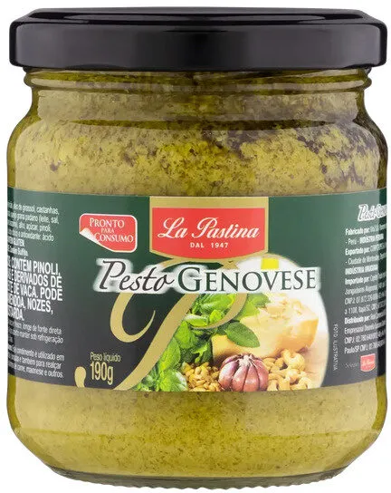 Molho Pesto Genovês Com Queijo Grana Padano La Pastina Vidro 190g
