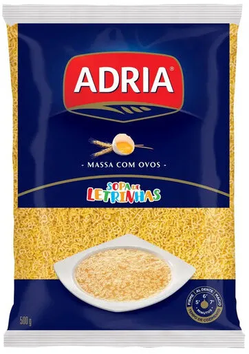 Macarrão De Sêmola Com Ovos Sopa De Letrinhas Adria Pacote 500g