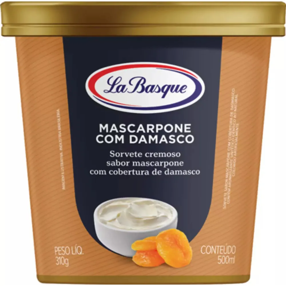Sorvete Mascarpone Cobertura Damasco La Basque Pote 500ml