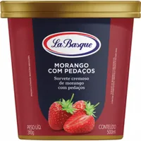 Sorvete Morango Com Pedaços La Basque Pote 500ml
