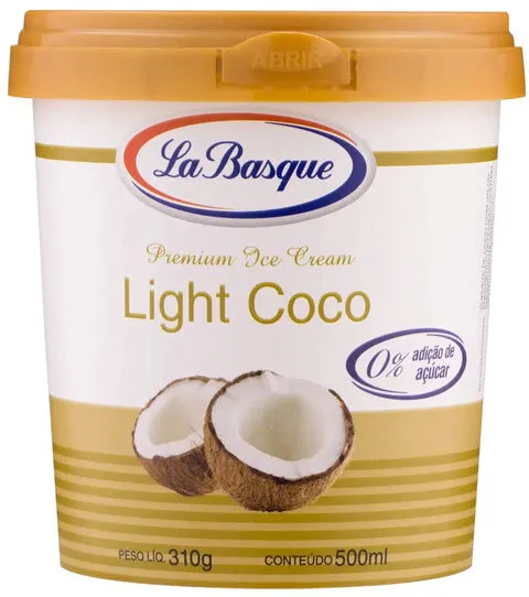Sorvete Coco Light La Basque Premium Ice Cream Pote 500ml