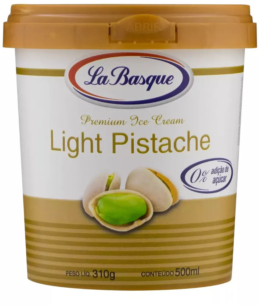 Sorvete Pistache Light La Basque Premium Ice Cream Pote 500ml