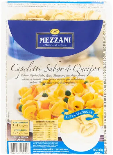 Capeletti 4 Queijos Mezzani Bandeja 400g