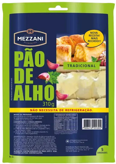 Pão De Alho Tradicional Mezzani Bandeja 310g