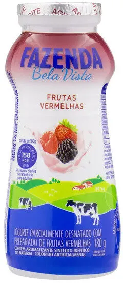 Iogurte Parcialmente Desnatado Frutas Vermelhas Fazenda Bela Vista Frasco 180g