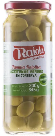 Azeitona Verde Em Conserva Raiola Família Raiolita Vidro 200g