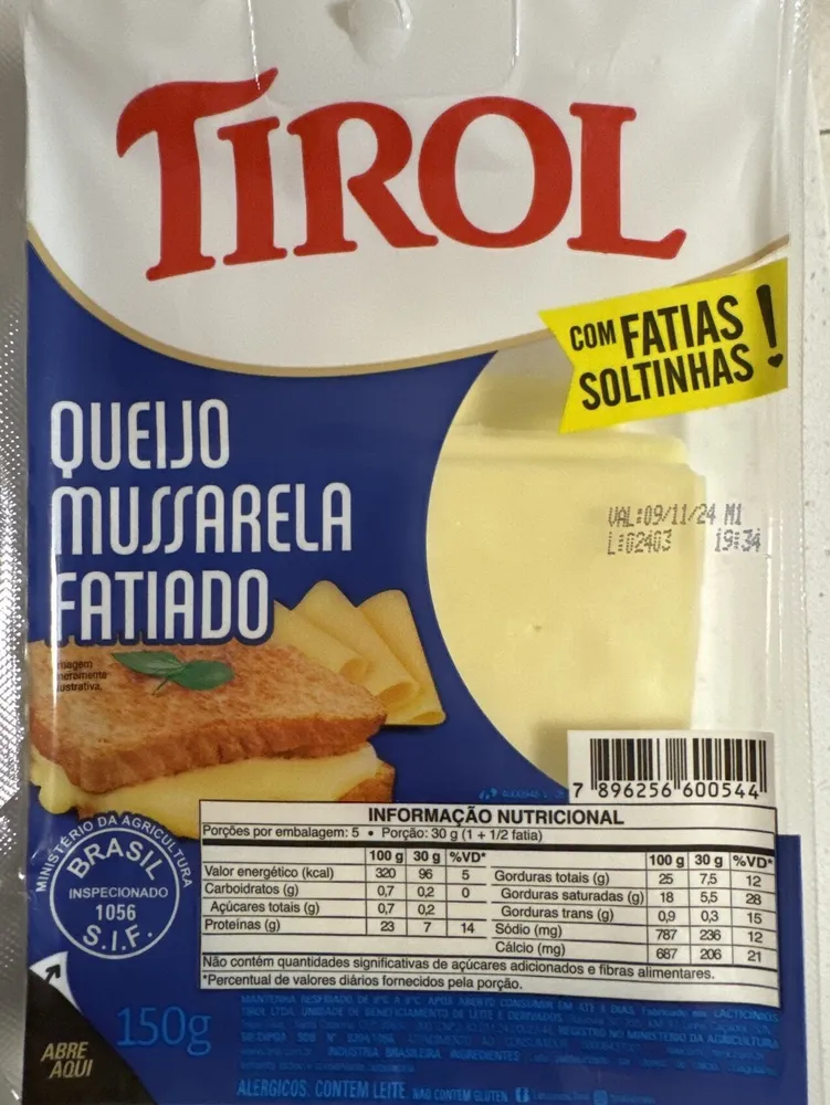 Queijo Mussarela Fatiado