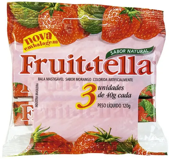 Bala Morango Fruit Tella Pacote 120g 3 Unidades