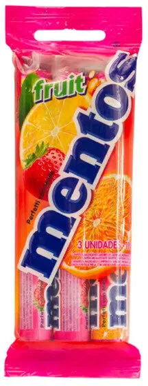 Confeito Frutas Mentos Pacote 112,5g 3 Unidades