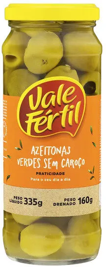 Azeitona Verde Em Conserva Sem Caroço Vale Fértil Vidro 160g