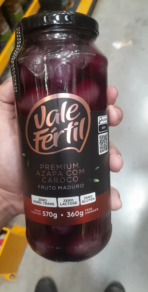 Azeitona Preta Em Conserva Azapa Com Caroço Vale Fértil Premium Vidro 360g