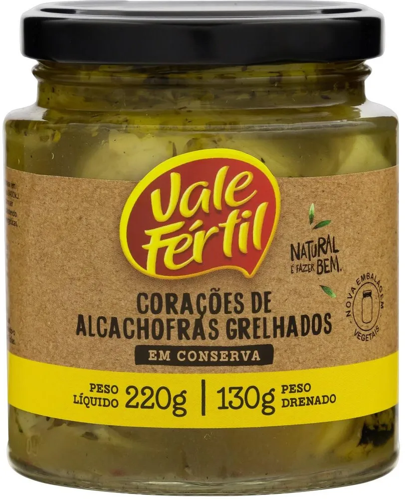 Coração De Alcachofra Em Conserva Grelhada Vale Fértil Vidro 130g