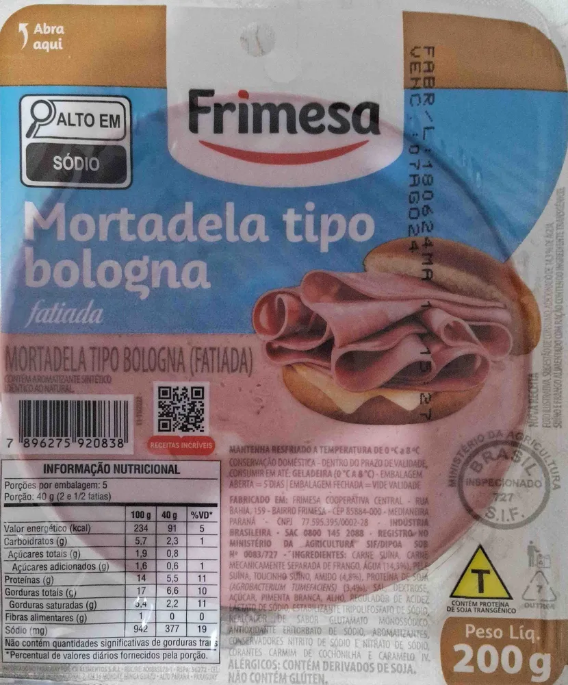 Mortadela tipo bologna fatiada