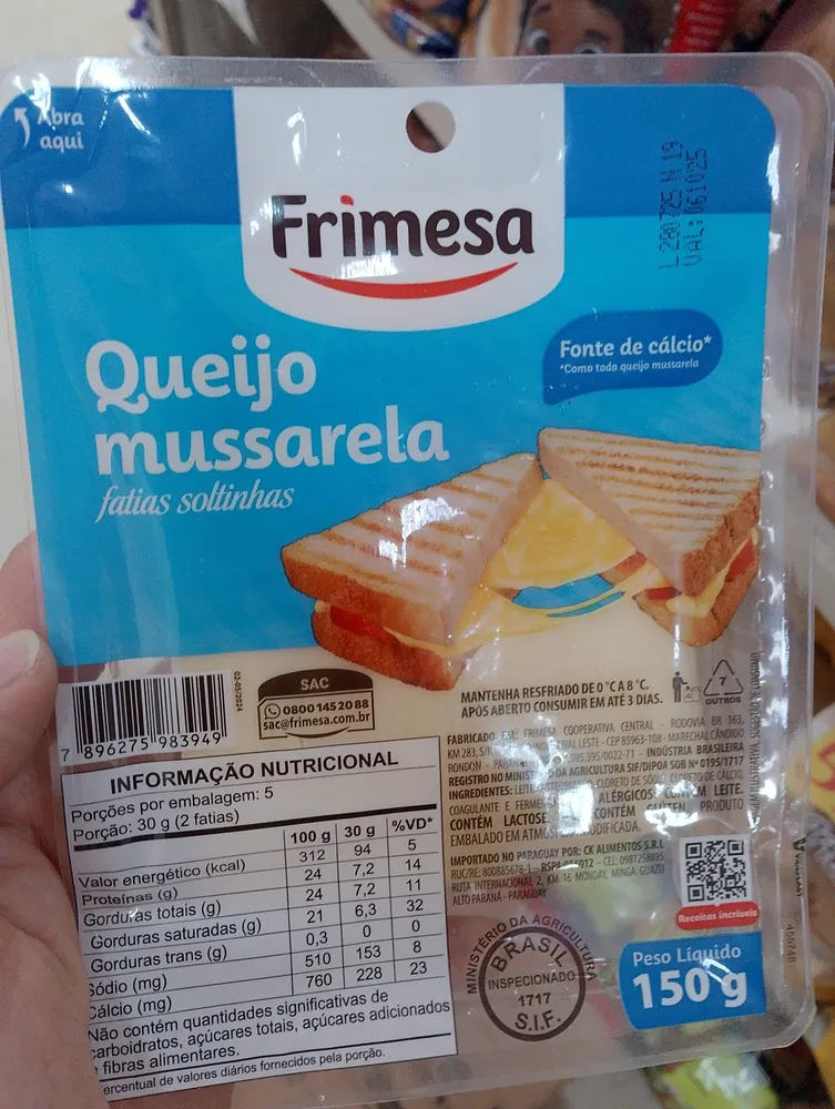 Mussarela frimesa 150g