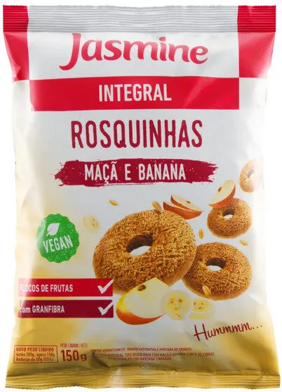 Biscoito Rosquinha Vegano Integral Maçã E Banana Jasmine Pacote 120g