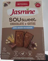 Biscoito Vegano Chocolate Gotas Zero Açúcar Jasmine Sou Sweet Caixa 75g