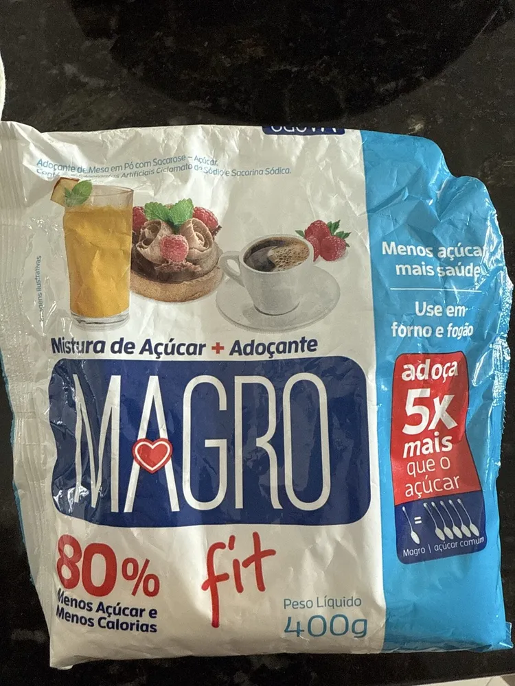 Adoçante Em Pó Sacarose Magro Fit Pacote 400g