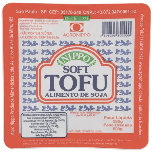 Alimento De Soja Soft Tofu Agronippo Bandeja 500g