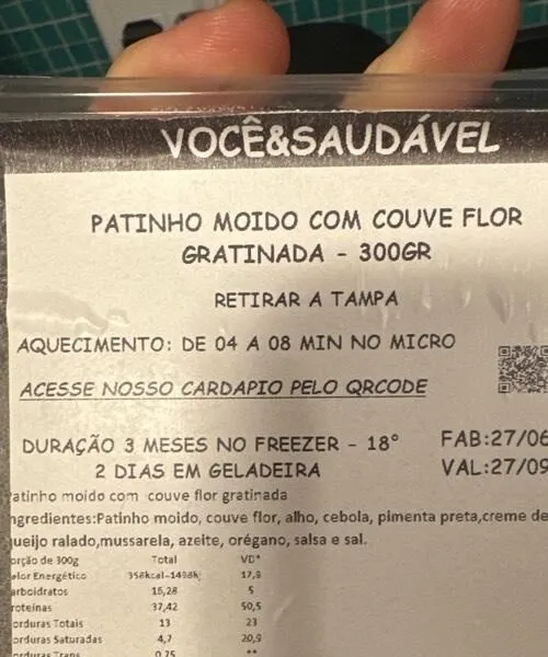 Patinho Moido com couve flor gratinada