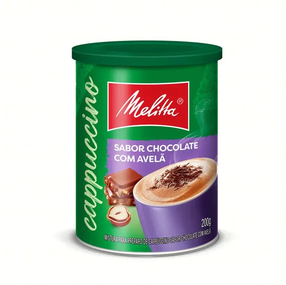 Cappuccino Solúvel Chocolate Com Avelã Melitta Lata 200g