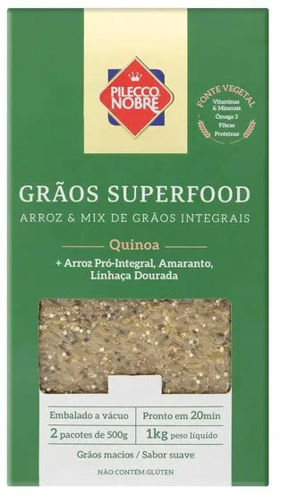 Arroz Integral Com Quinoa Pilecco Nobre Grãos Superfood Caixa 1kg 2 Unidades