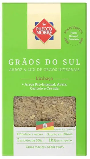 Arroz Integral Com Linhaça Pilecco Nobre Grãos Do Sul Caixa 1kg 2 Unidades