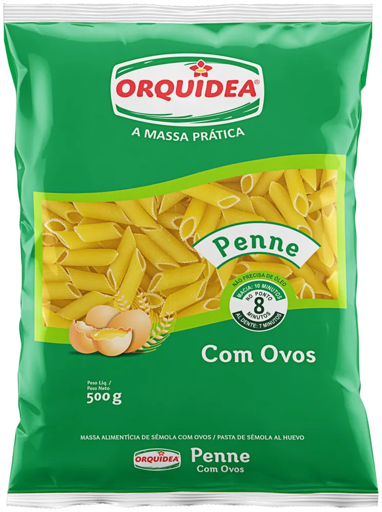 Macarrão De Sêmola Com Ovos Penne Orquídea Pacote 500g