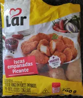 Iscas empanadas Picante - Peito de Frango em pedaços, empanados, pré-fritos, cozidos e congelados