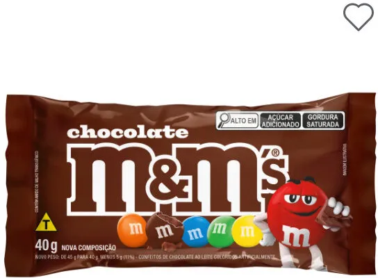 Confeito de Chocolate ao Leite M&M's Pacote 40g