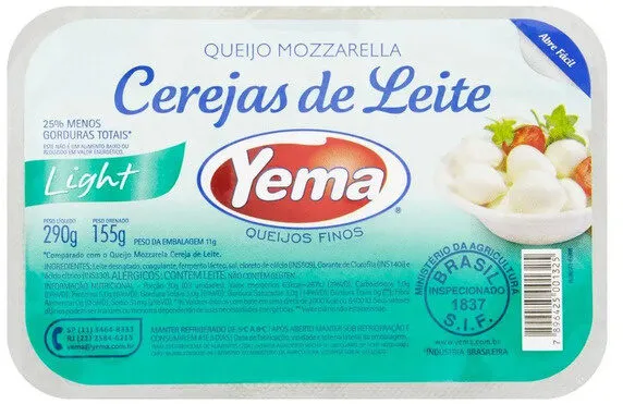Qj Mussarela Yema Cereja Leite Light 155g