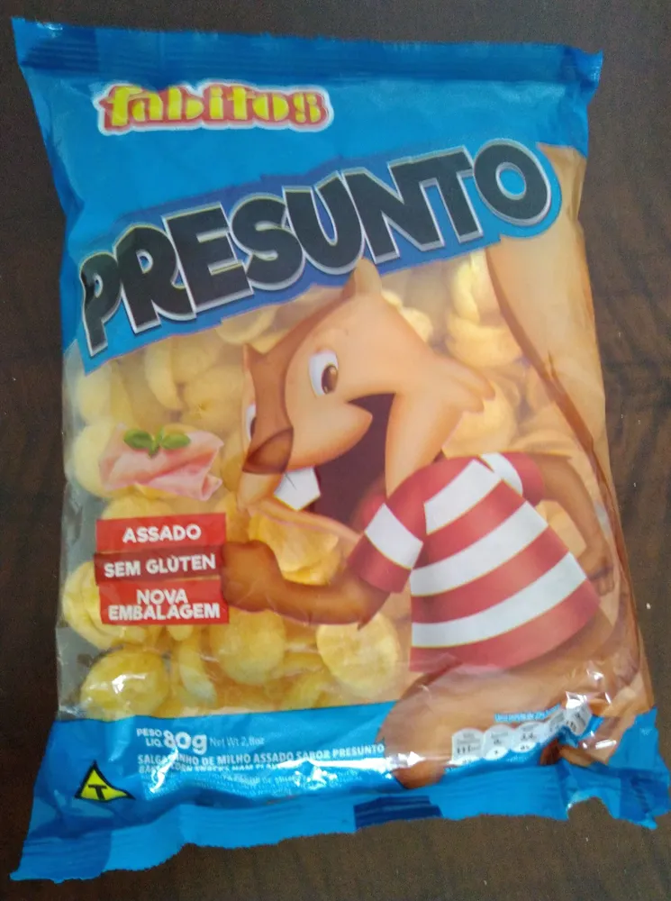 Salgadinho de milho assado sabor presunto