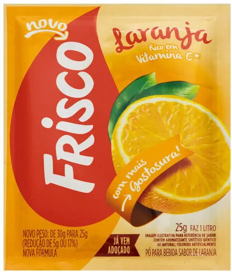 Refresco Em Pó Laranja Frisco Pacote 25g