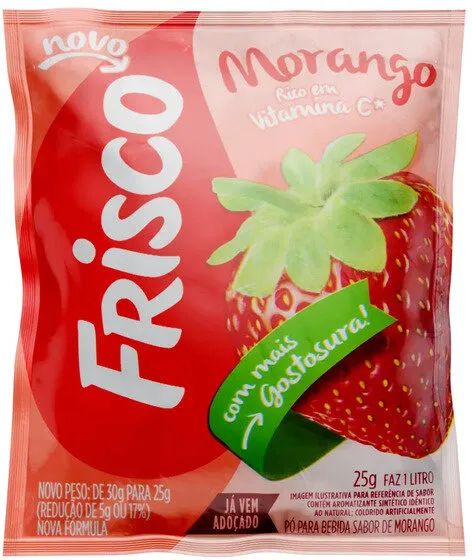 Refresco Em Pó Morango Frisco Pacote 25g