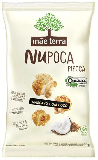 Pipoca Pronta Doce Orgânica Caramelo Com Coco Mãe Terra Pacote 40g