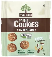 Biscoito Vegano Integral Orgânico Coco Castanhas Mãe Terra Mini Cookies Pacote 120g