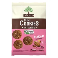 Biscoito Vegano Integral Orgânico Cacau Castanhas Mãe Terra Mini Cookies Pacote 25g