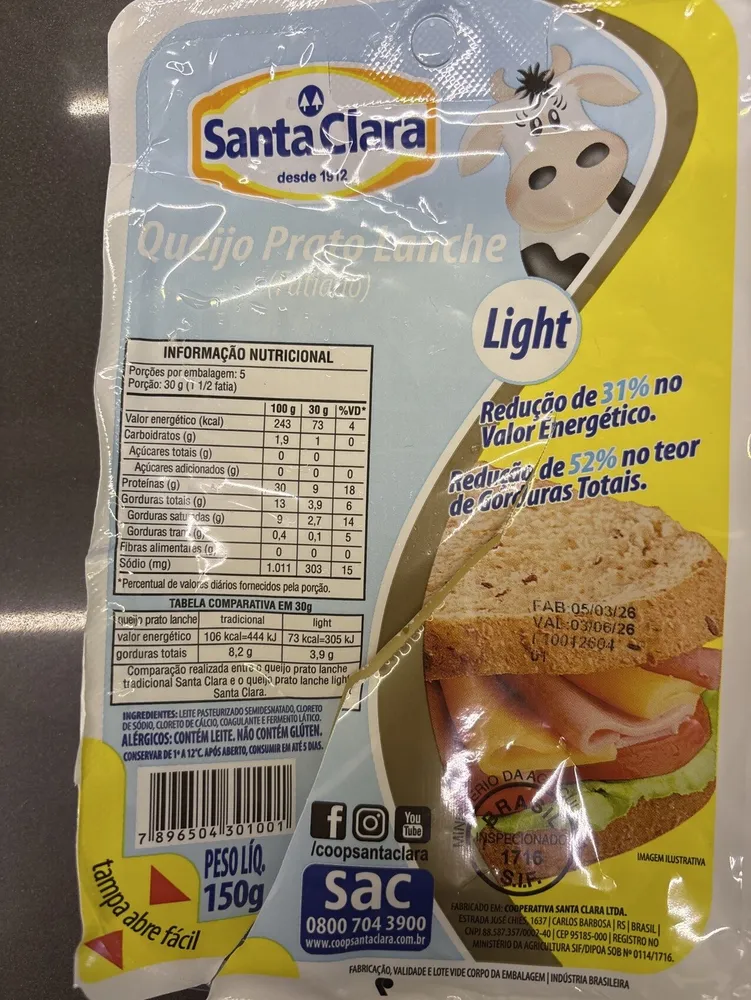 Queijo Prato Light