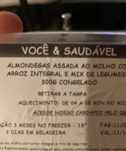 Almondega +  Arroz Integral + Legumes