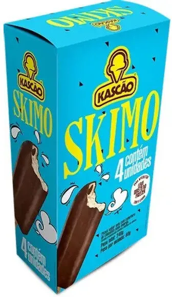 Pack Picolé Skimo Cobertura Chocolate Meio Amargo Kascão Caixa 240g 4 Unidades