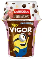 Iogurte Morango Com Cereais Cobertos De Chocolate Vigor Mix Copo 140g