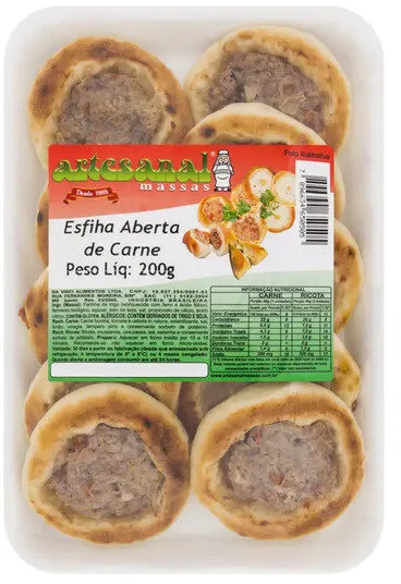 Esfirra Aberta Carne Artesanal Massas Bandeja 200g