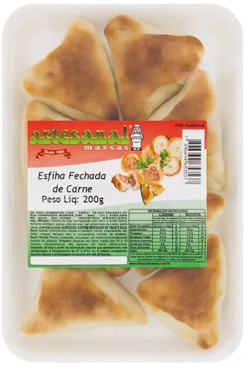 Esfirra Fechada Carne Artesanal Massas Bandeja 200g