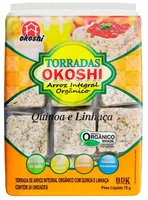 Torrada De Arroz Integral Orgânica Quinoa E Linhaça Okoshi Pacote 75g 24 Unidades