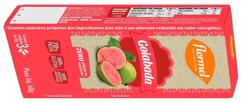Pack Goiabada Flormel Caixa 60g 3 Unidades