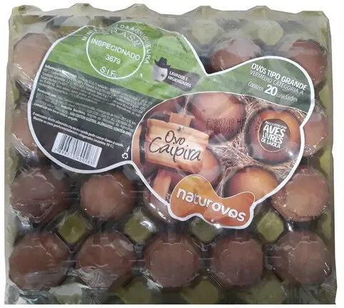 Ovos Caipira Grande Naturovos Bandeja 20 Unidades