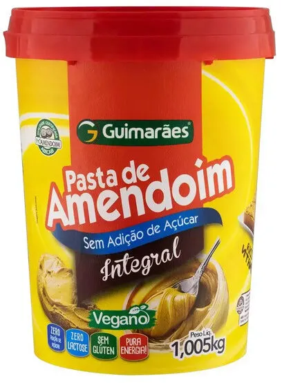 Pasta De Amendoim Integral Zero Lactose Guimarães Pote 1,005kg