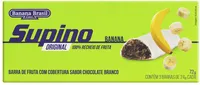 Pack Barra De Frutas Banana Cobertura Chocolate Branco Supino Original Caixa 72g 3 Unidades